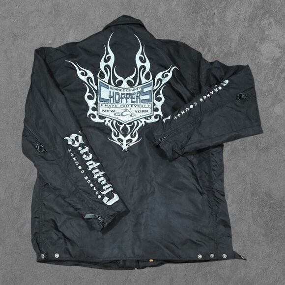 Y2K Orange County Choppers Embroidered  Motorcycle Jacket Large Biker - Picture 1 of 6